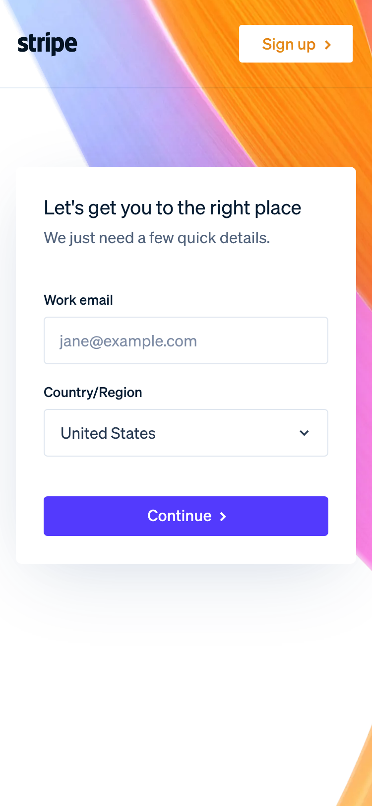 The two visible fields on the first step of Stripe's contact-sales form at 375px width, with 43 further controls hidden beneath them at opacity 0