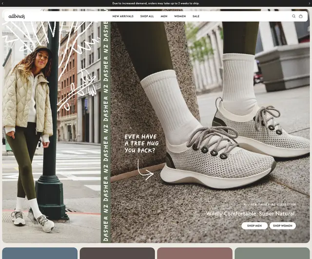 allbirds homepage