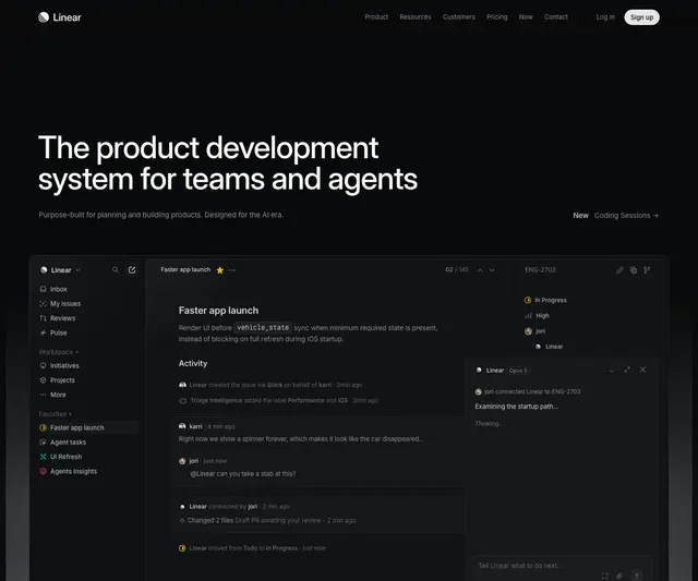 linear homepage