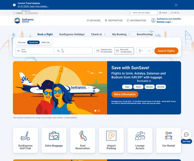 sunexpress homepage