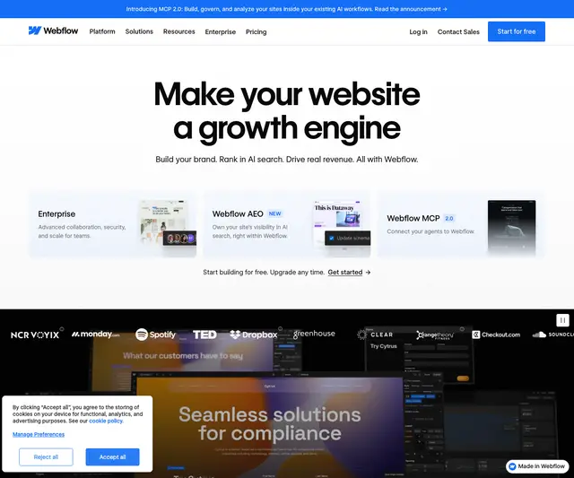 webflow homepage